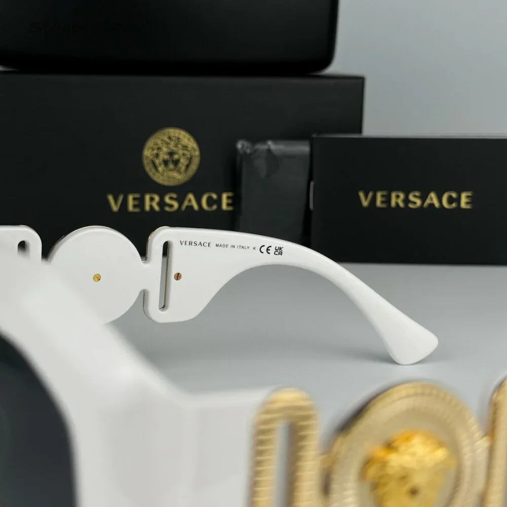 NEW Versace VE4424U 314/87 MEDUSA BIGGIE White Grey Square Oversized Sunglasses